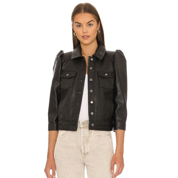 NEW Retrofete Ada Leather Cropped Jacket Black Size XS - Picture 11 of 11